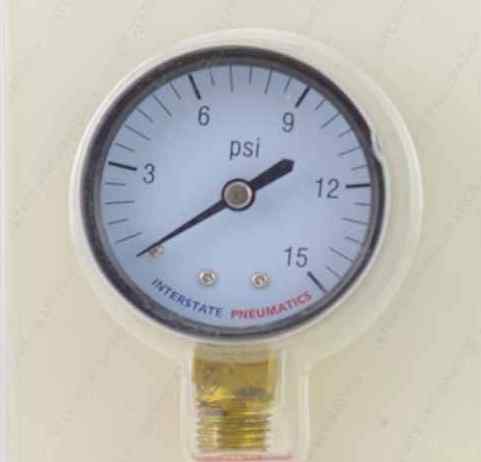 Pressure Gauge 15 PSI 2 Inch Diameter1/4 Inch NPT Bottom Mount