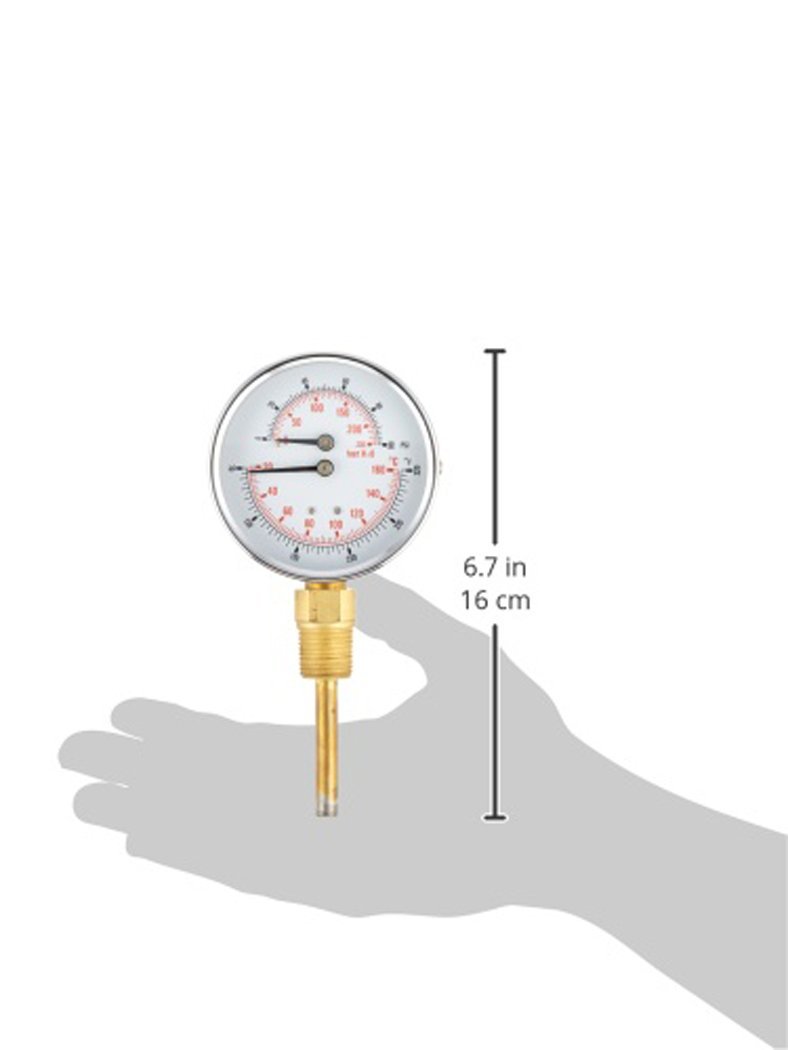 Gauge 3" Dial Size, 1/2" Male NPT Connection Size, 0/100 psi Range