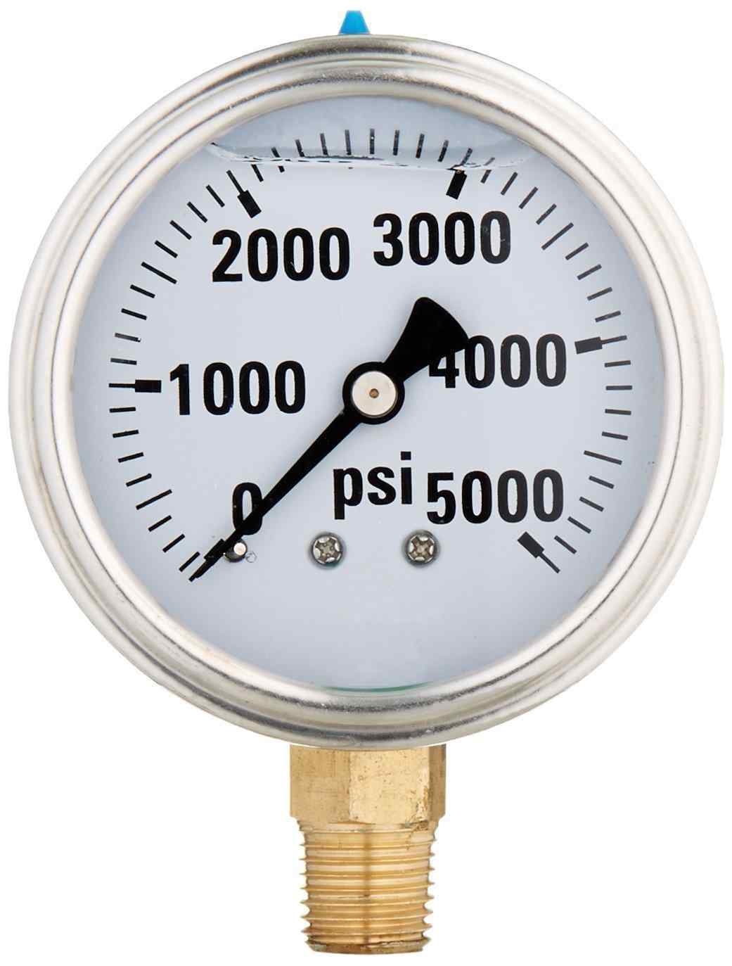 Glycerin Liquid Filled Pressure Gauge, 5000 PSI