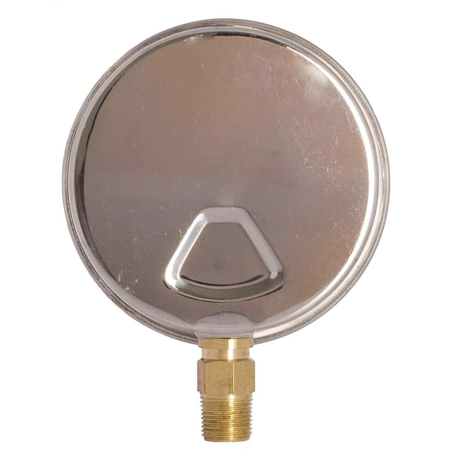 4" Oil Filled Vacuum Pressure Gauge - Stainless Steel Case, Brass, 1/4" NPT, Lower Mount Connection