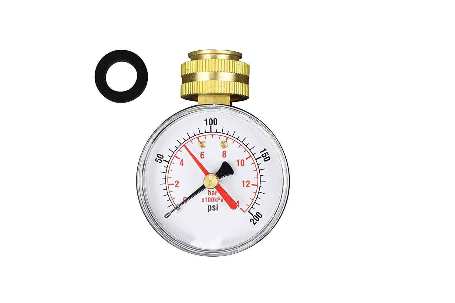 2-1/2" Pressure Gauge,Water Pressure Test Gauge, 3/4" Female Hose Thread, 0-200 PSI with Red Pointer