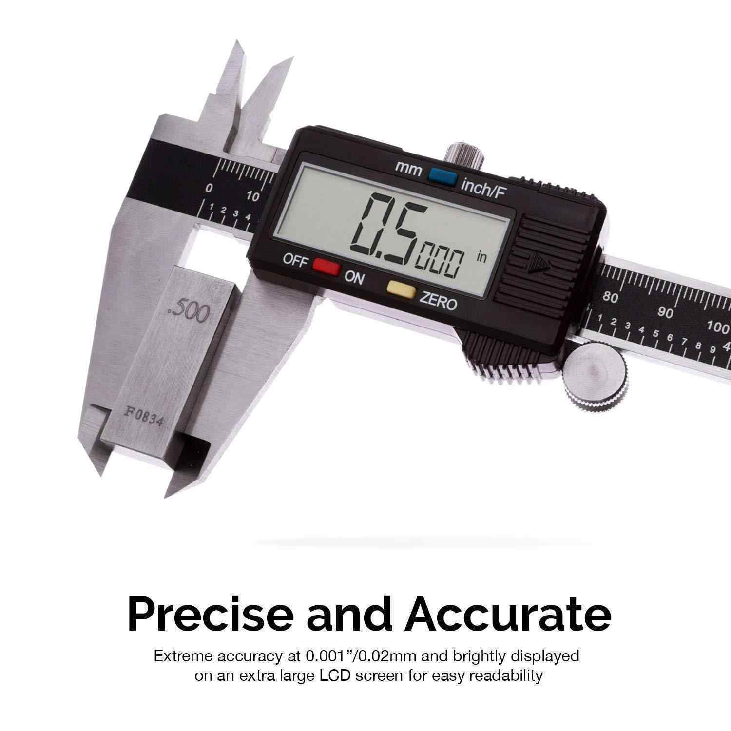 Electronic Digital Caliper Stainless Steel Body with Large LCD Screen