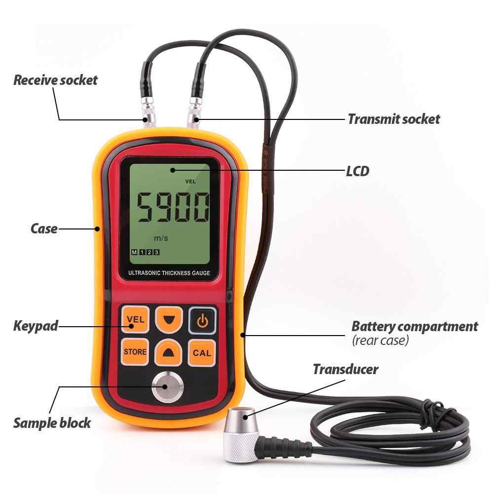 Digital Ultrasonic Thickness Gauge Tester Meter, Range 1.2-220mm, with Hard Storage Box