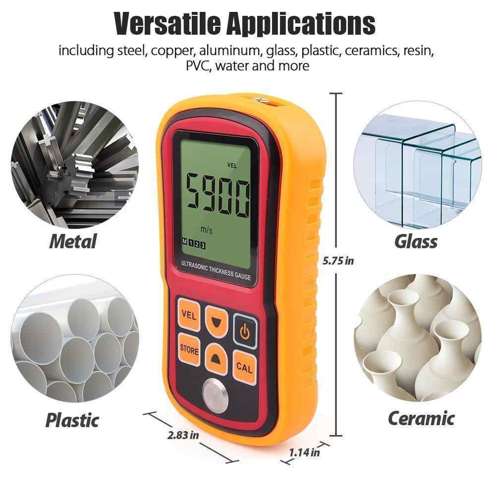 Digital Ultrasonic Thickness Gauge Tester Meter, Range 1.2-220mm, with Hard Storage Box