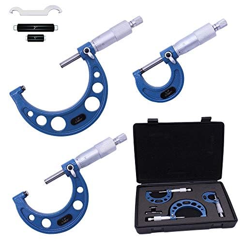 Outside Micrometer Set 0-3\" High Quality Outside Metric Micrometer,0.0001\" Graduation Premium Precision Machinist Tools 3Pcs