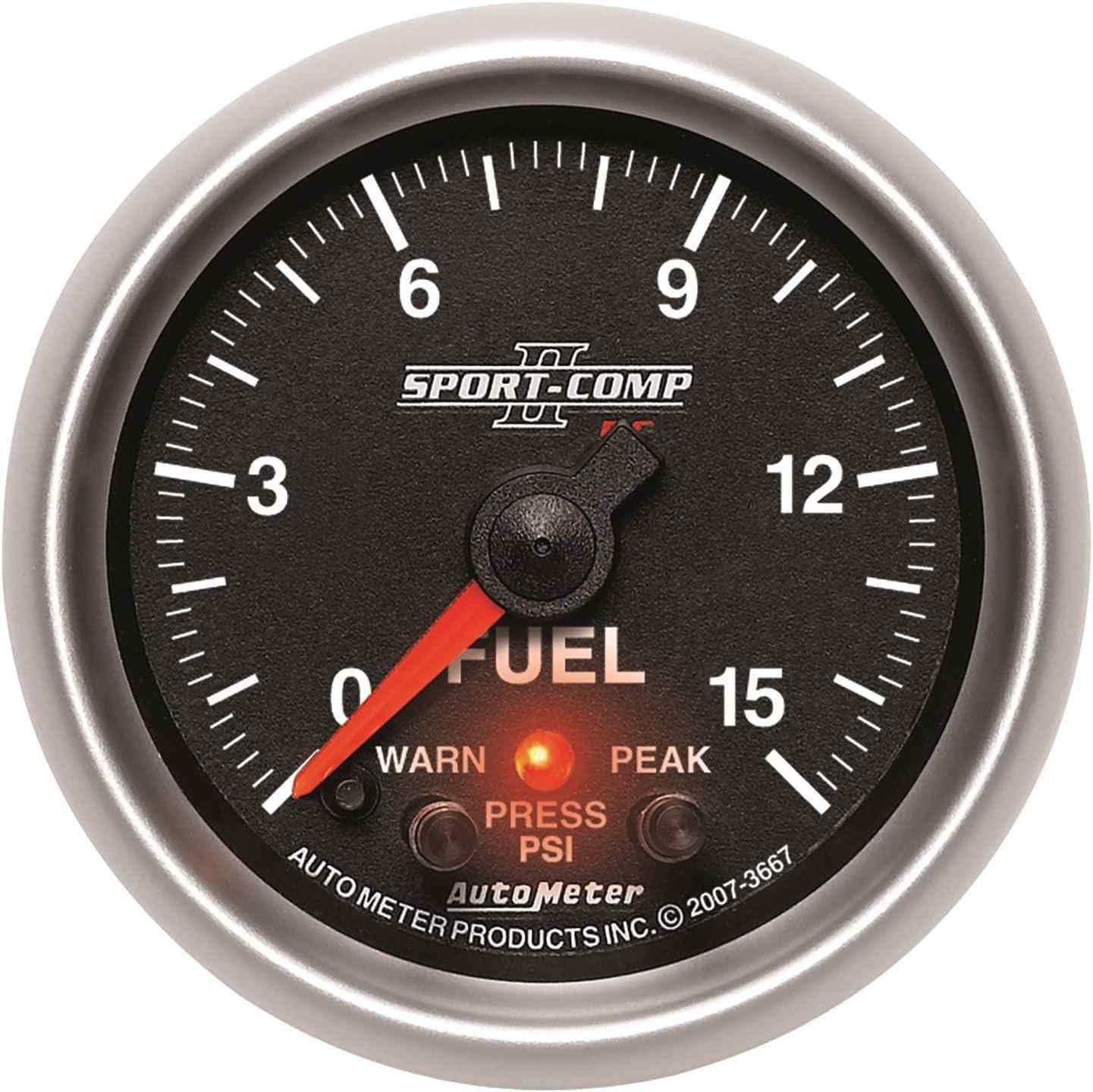 Full Sweep Electric Fuel Pressure Peak and Warn Gauge with Electronic Control