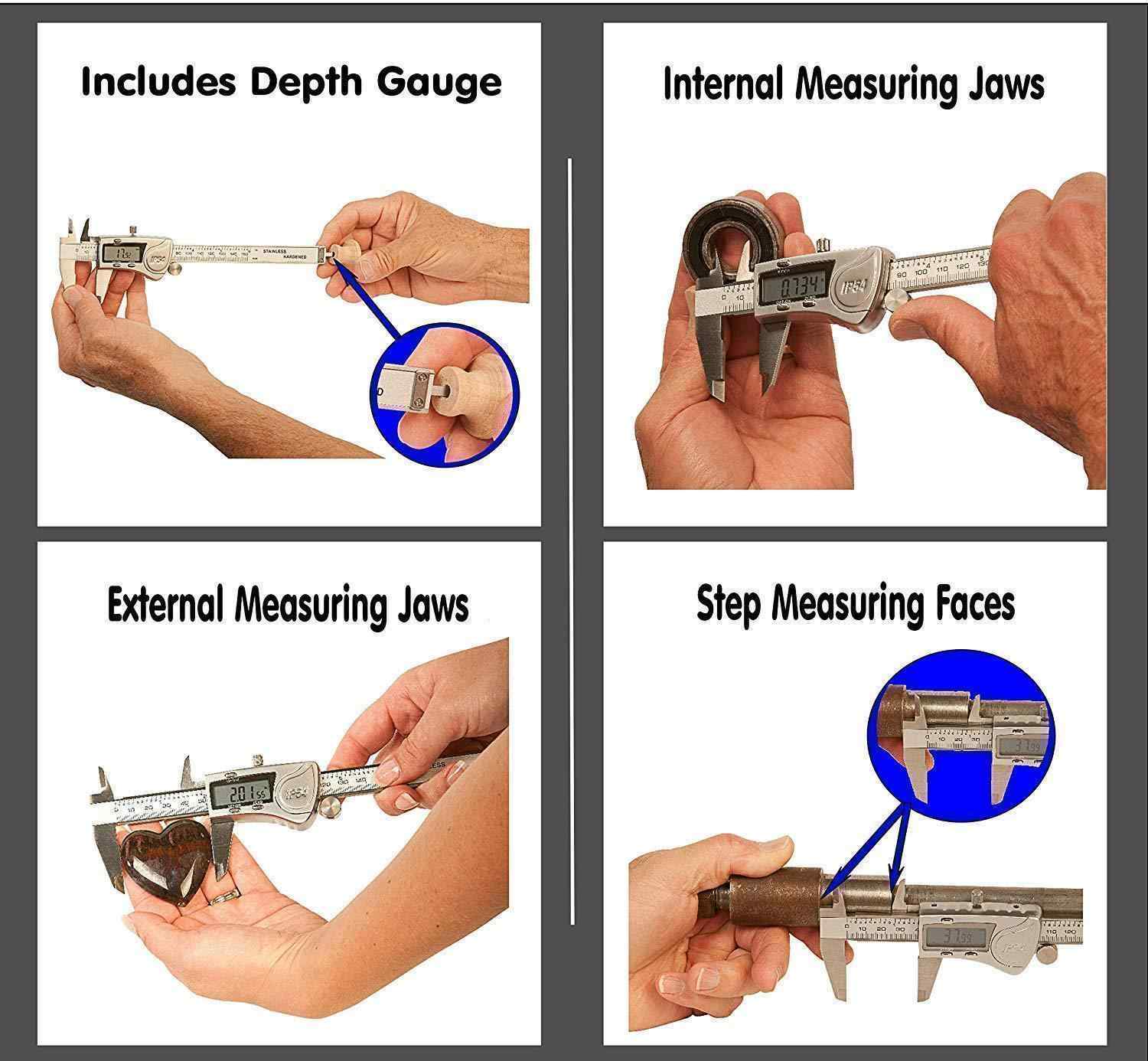 Digital Caliper, Durable Stainless Steel Electronic Measuring Tool