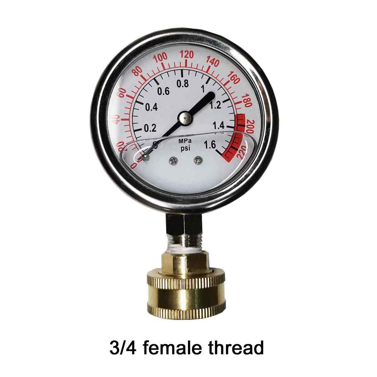 Single Scale Pressure Gauge with Brass Internals, 2-1/2" Dial Display, Bottom Mount