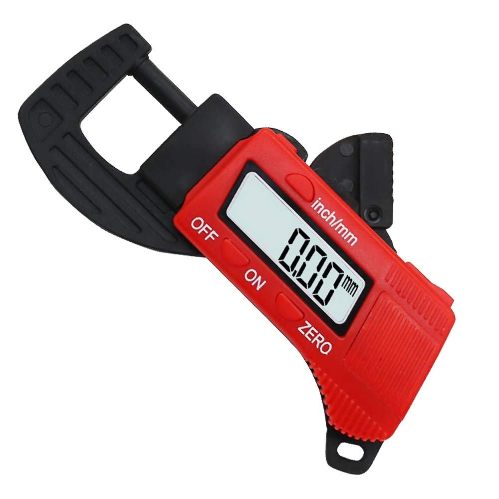 Mini Portable High-Resolution Carbon Fiber Composite Digital Thickness Gauge to Display Thickness in Decimal Inches or Millimeters on Large 8mm LCD Ranging from 0.01 mm/inch to 12.7mm/0.5”