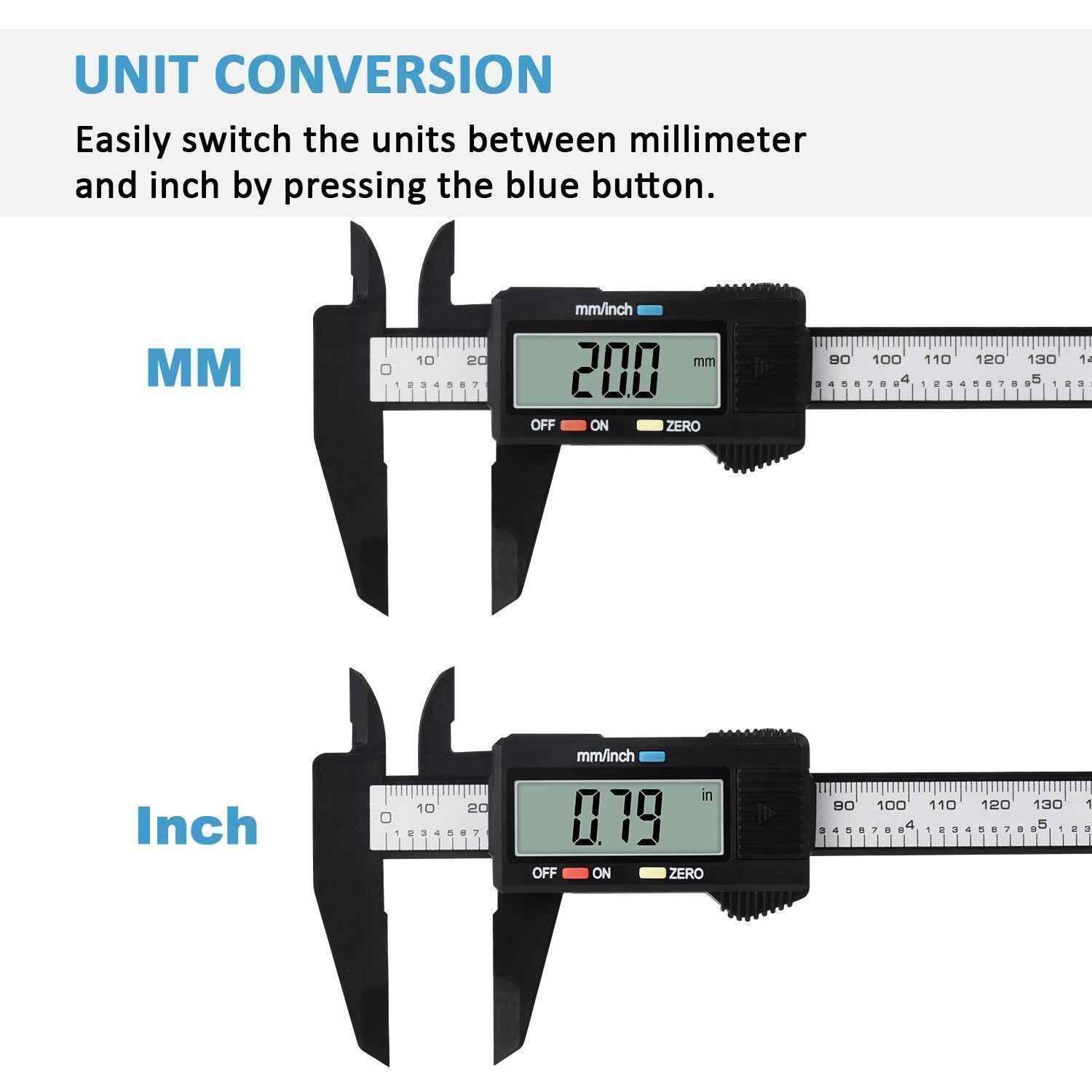 Digital Caliper, 0-6" Calipers Measuring Tool - Electronic Micrometer Caliper with Large LCD Screen