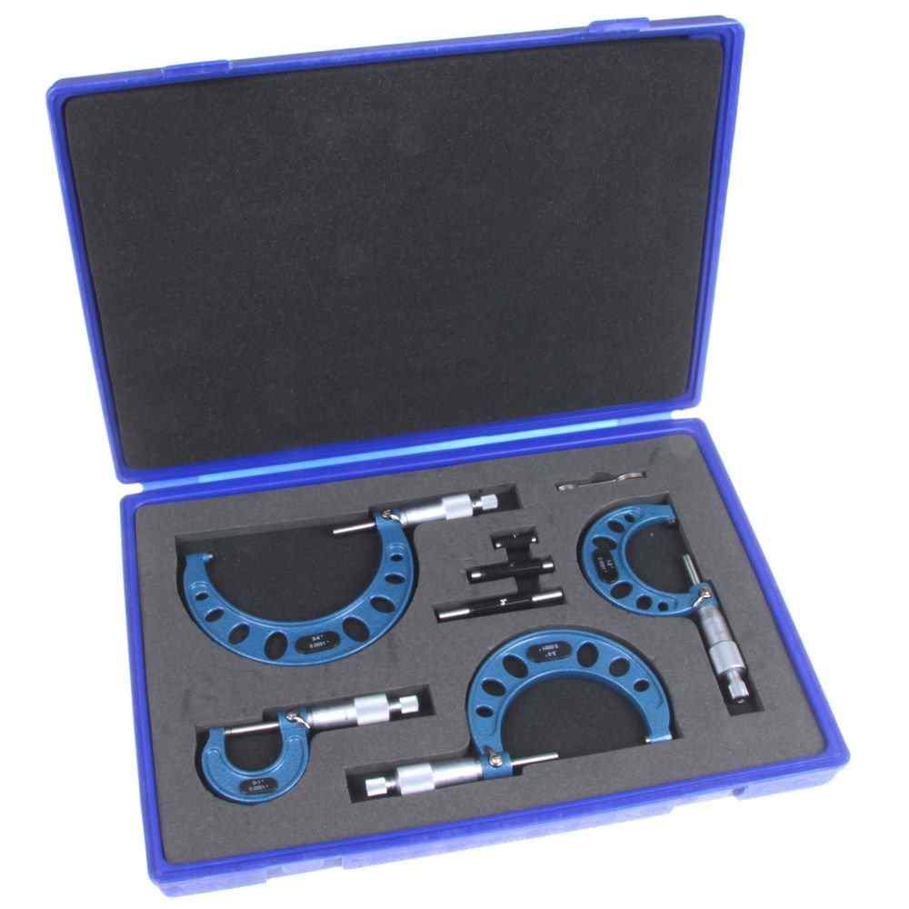 Premium Outside Micrometer Set 0-4"/0.0001" Precision Machinist Tool